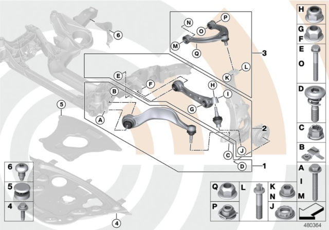 2014 BMW 535i xDrive Repair Kit, Trailing Links And Wishbones Diagram