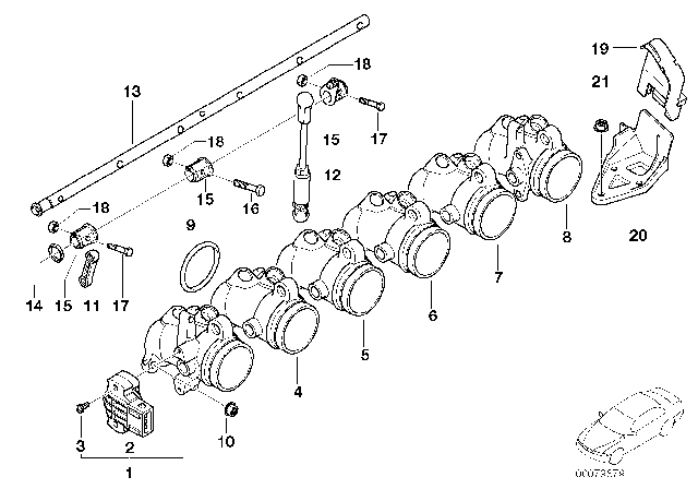 2004 BMW M3 Fuel Injection Throttle Body Diagram for 13547840422