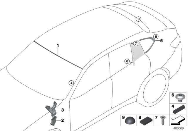 2020 BMW X4 Glazing, Mounting Parts Diagram