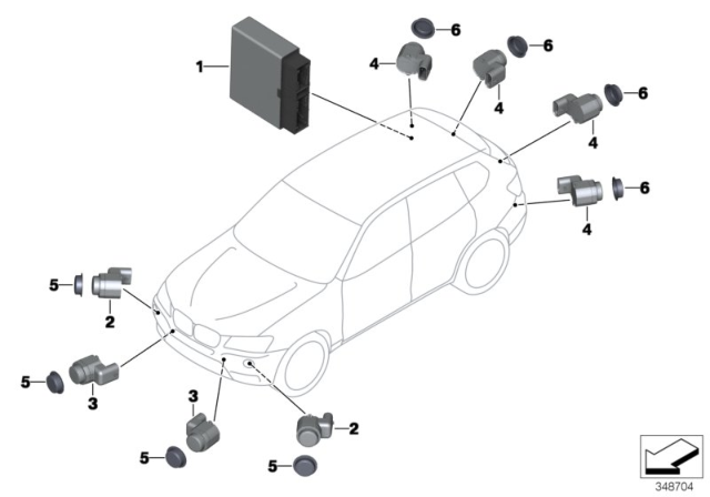 2013 BMW X3 Ultrasonic Sensor Diagram for 66209270495