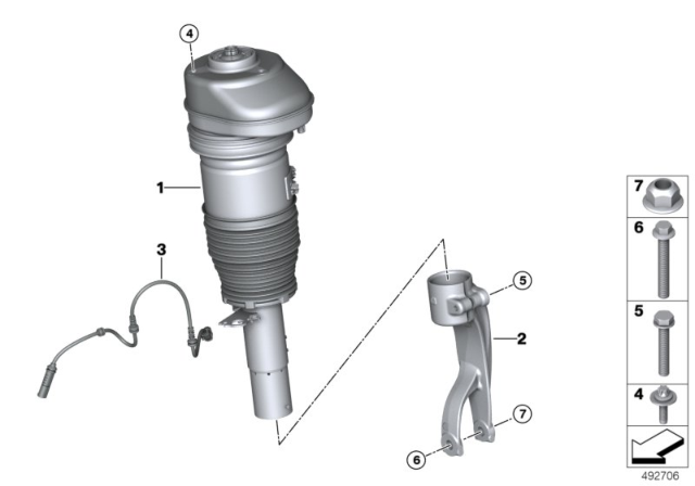 2019 BMW X5 AIR SPRING STRUT, FRONT RIGH Diagram for 37106869032