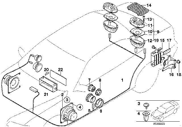 1993 BMW 325is Single Components For Top HIFI System Diagram
