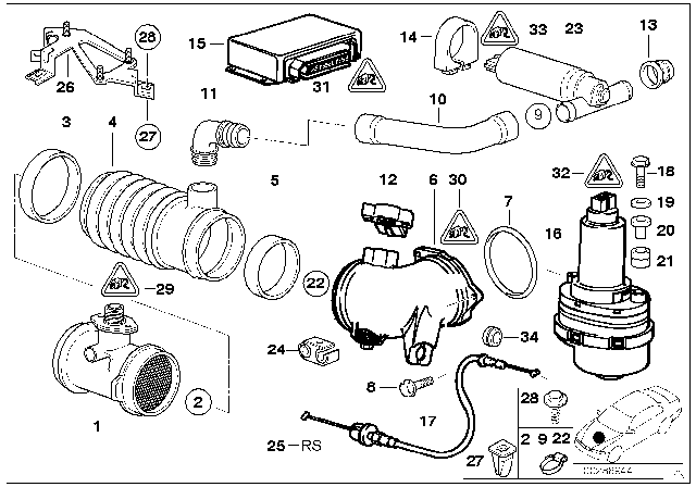 2000 BMW 540i Grommet Diagram for 61131383791
