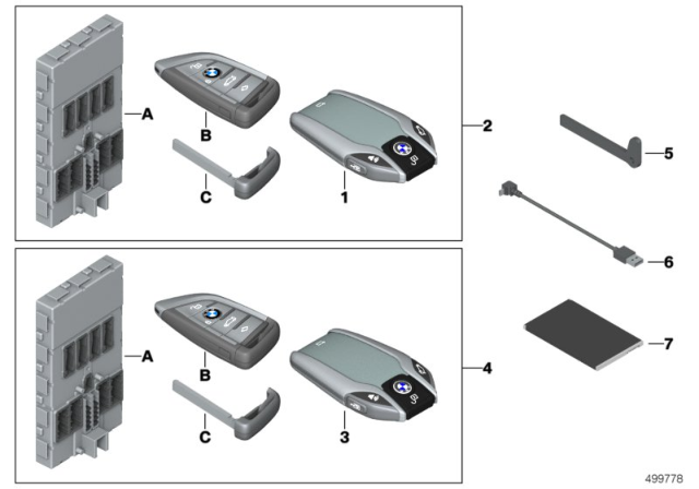 2020 BMW 740i xDrive BMW Display Key / Set Radio Remote Control With BDC Diagram