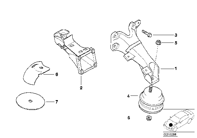 1999 BMW Z3 Right Supporting Bracket Diagram for 11811095552
