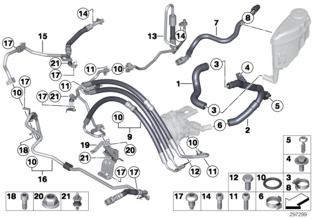 2014 BMW 750Li Power Steering / Oil Pipe Diagram