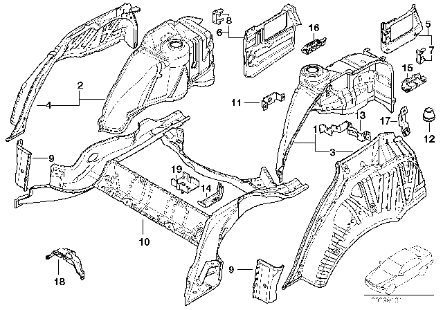 1999 BMW 528i Rear Wheelhouse / Floor Parts Diagram