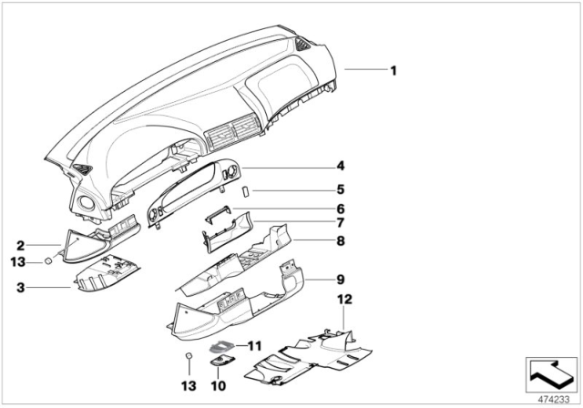 1997 BMW 540i Knee Protector Diagram for 51458163905