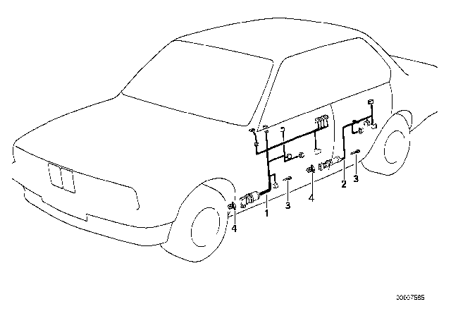 1989 BMW 735i Wiring Rear Left Diagram for 61128356146