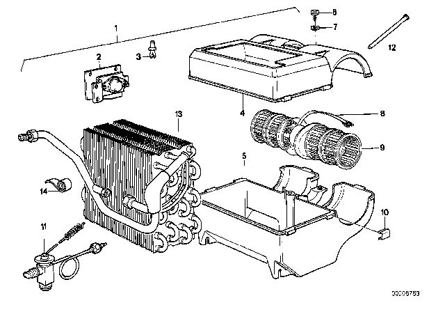 1980 BMW 633CSi Evaporator Diagram for 64511362126