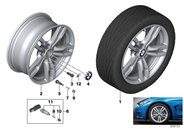 2015 BMW 428i xDrive Disc Wheel Light Alloy Dekor Silver 2 Diagram for 36117846779