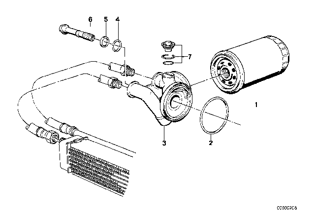1984 BMW 325e Lubrication System - Oil Filter Diagram