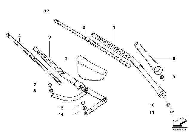 2009 BMW 535i Single Components For Wiper Arm Diagram