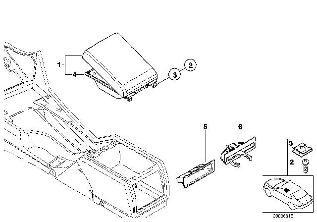2001 BMW 530i Mounting Parts, Centre Console, Rear Diagram