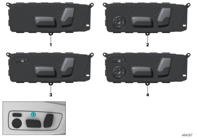 2020 BMW X4 M Seat Adjustment Switch, Left Diagram for 61316801481