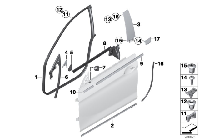 2016 BMW M6 Seal, Outer Left Mirror Triangle Diagram for 51337291087