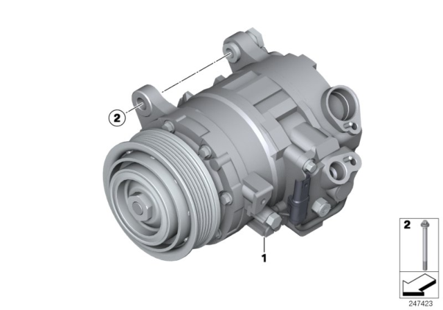 2015 BMW X3 Air Conditioning Compressor Without Magnetic Coupling Diagram for 64506805025