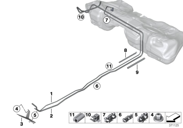 2014 BMW 428i Fuel Pipe And Mounting Parts Diagram