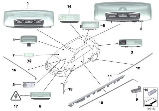 2016 BMW X1 Various Lamps Diagram