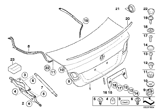 2008 BMW 328i Single Components For Trunk Lid Diagram