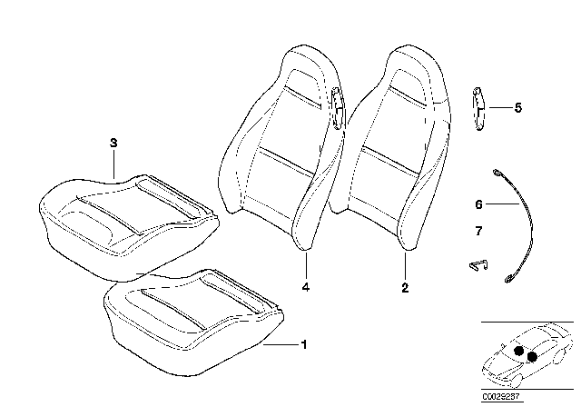 1997 BMW Z3 Seat, Front, Cushion & Cover Diagram 1