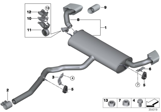 2014 BMW X5 Actuator Drive, Exhaust Flap Diagram for 18307620322