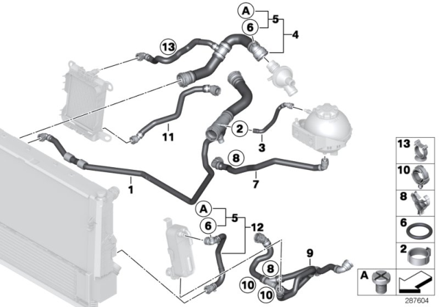 2014 BMW 228i Cooling System Coolant Hoses Diagram 2