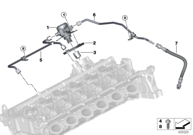 2019 BMW 440i Gran Coupe High-Pressure Pump / Tubing Diagram