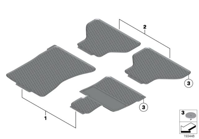 2011 BMW X6 Floor Mats Diagram 1