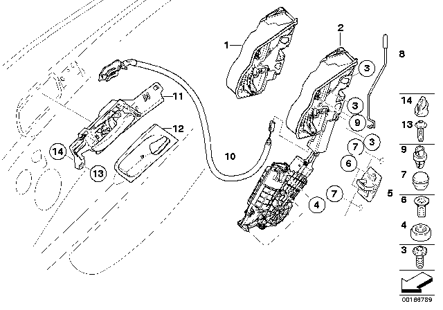 2014 BMW X6 Locking System, Door Diagram 2