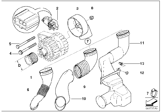 2001 BMW 330xi Alternator Single Parts Diagram