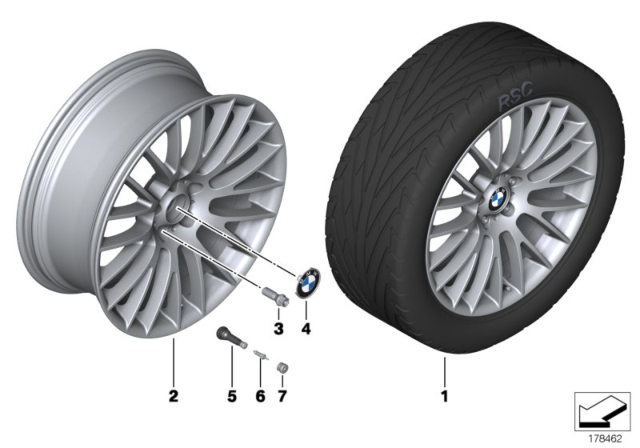 2013 BMW 535i BMW LA Wheel, Cross-Spoke Diagram