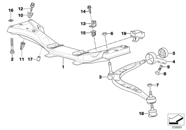 1996 BMW 318i Front Axle Support / Wishbone Diagram