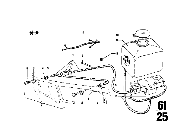 1975 BMW 2002 Headlight Cleaning System Diagram 1