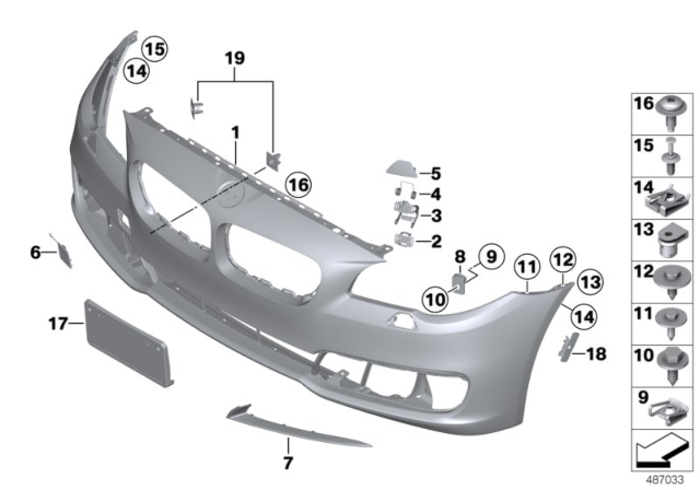 2014 BMW 550i xDrive Protective Rubber Strip,Right Front Bumper Diagram for 51117331766