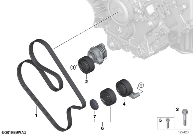 2008 BMW 650i Belt Drive Water Pump / Alternator Diagram