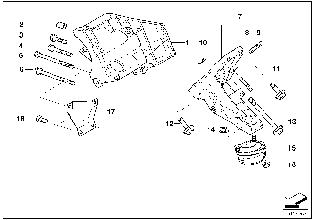 2003 BMW 540i Engine Mount Right Diagram for 22111092824