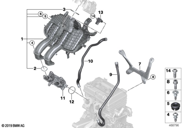 2019 BMW i3s Mounting Parts For Intake Manifold System Diagram