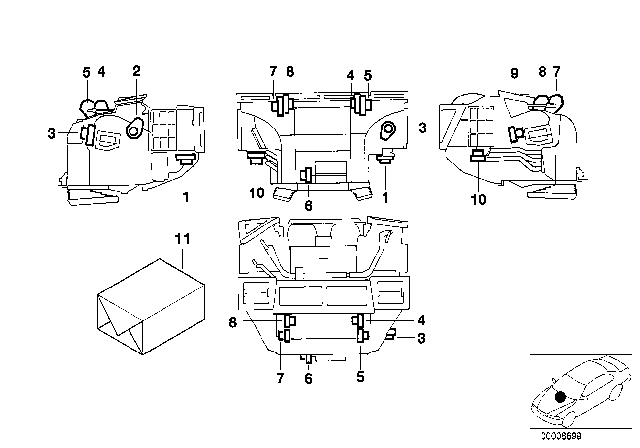 2001 BMW 750iL Actuator Foot Room Flaps Diagram for 64116939406