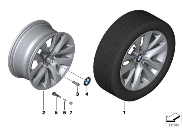 2010 BMW 335i BMW LA Wheel, V-Spoke Diagram 2