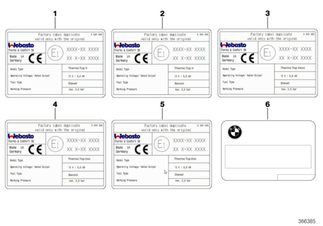 2017 BMW X4 Labels Independent Heating Diagram