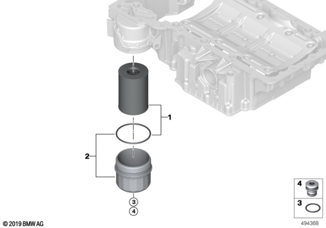 2014 BMW 550i Lubrication System - Oil Filter Diagram