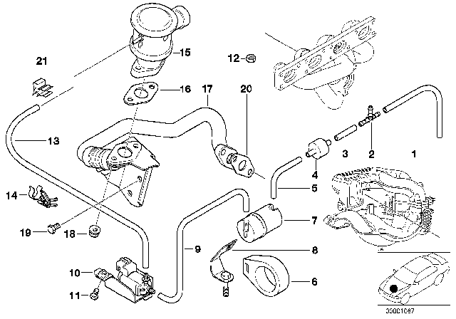 1997 BMW Z3 Fixing Clamp Diagram for 11721432931