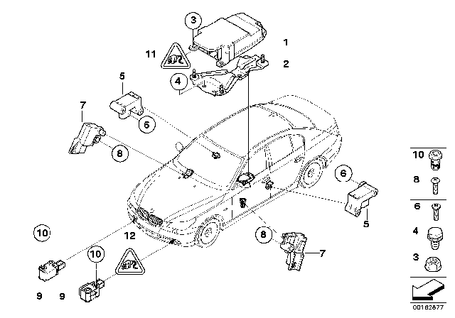 2004 BMW 545i Sensor, B-Pillar Diagram for 65776977398