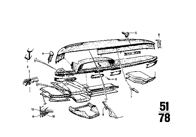 1967 BMW 1602 Dashboard Support Diagram 3