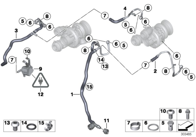 2013 BMW 750i Cooling System, Turbocharger Diagram