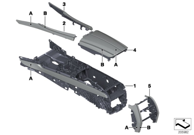 2015 BMW 750i Individual Centre Console / Centre Arm Rest Diagram