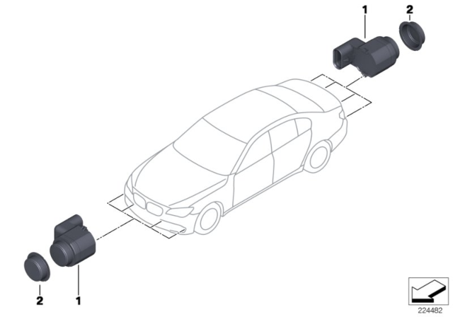 2012 BMW 550i Ultrasonic-Sensor Diagram