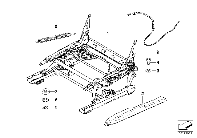 2005 BMW M3 Front Seat Rail Diagram 1