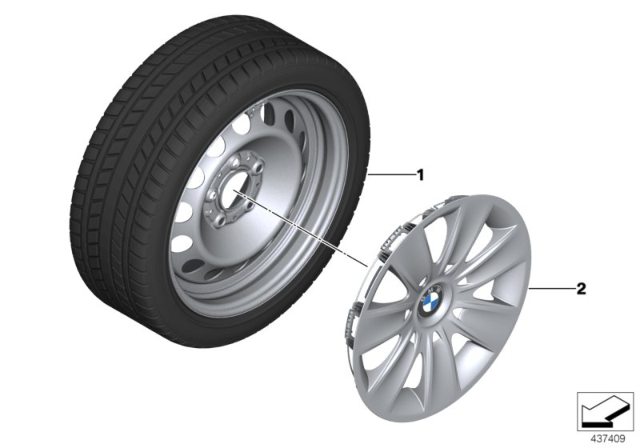 2010 BMW 323i Winter Wheel With Tire Steel Diagram